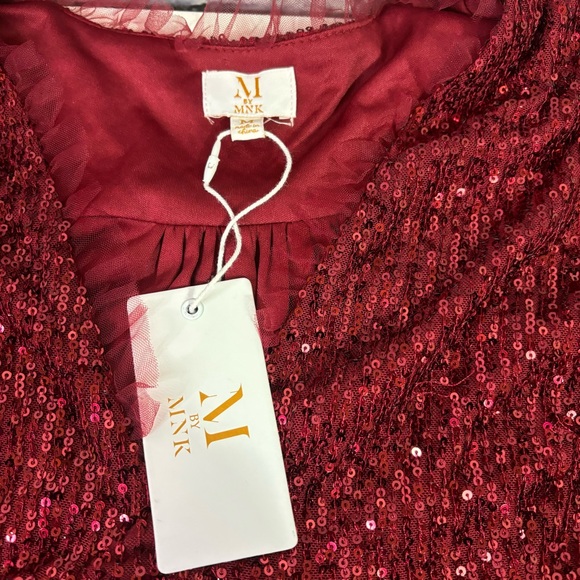 Worn once M by MNK Burgundy Sequins Dress Size Medium - Picture 6 of 9